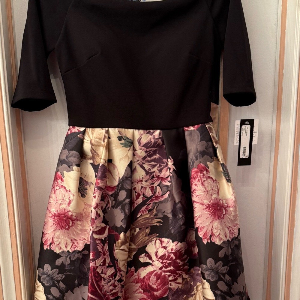 Floral Black and Pink Dress